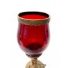 ANTICA COPPA VINO VETRO RUBINO OTTONE CALICE VASO BICCHIERE CHIESA EPOCA 1700