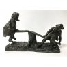 SCULTURA BAMBINI SUL DONDOLO METALLO BRONZATO STATUA EPOCA SEE SAW SCULPTURE