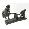 SCULTURA BAMBINI SUL DONDOLO METALLO BRONZATO STATUA EPOCA SEE SAW SCULPTURE