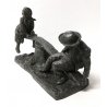 SCULTURA BAMBINI SUL DONDOLO METALLO BRONZATO STATUA EPOCA SEE SAW SCULPTURE