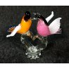 SCULTURA COPPIA UCCELLO VETRO SOFFIATO MURANO POLICROMO ARTIGIANALE DESIGN ITALY