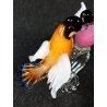 SCULTURA COPPIA UCCELLO VETRO SOFFIATO MURANO POLICROMO ARTIGIANALE DESIGN ITALY