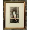 DISEGNO ACQUERELLO CHINA Luca Braull (?) RITRATTO BALLERINA FIGURA NUDO DONNA 84