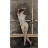 DISEGNO ACQUERELLO CHINA Luca Braull (?) RITRATTO BALLERINA FIGURA NUDO DONNA 84