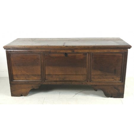 ANTICA CASSAPANCA NOCE LEGNO PLANCIA UNICA PANCA BAULE EPOCA 1800 OLD PIEMONTESE