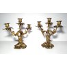 Coppia di candelabri in ottone, stile barocco rococò