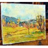 QUADRO OLIO TELA Mellerio Giovanni PAESAGGIO AUTUNNALE VALLE VIGEZZO 1969 ERBA  
