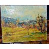 QUADRO OLIO TELA Mellerio Giovanni PAESAGGIO AUTUNNALE VALLE VIGEZZO 1969 ERBA  