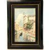 BELLISSIMO ANTICO QUADRO DIPINTO ACQUERELLO FIRMATO NORETTI PAESAGGIO VENEZIA 