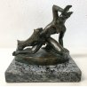 ANTICA SCULTURA BRONZO LIBERTY NUDO DONNA CANE DIANA STATUA FIRMATA EPOCA 1910