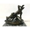 ANTICA SCULTURA BRONZO LIBERTY NUDO DONNA CANE DIANA STATUA FIRMATA EPOCA 1910
