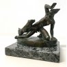 ANTICA SCULTURA BRONZO LIBERTY NUDO DONNA CANE DIANA STATUA FIRMATA EPOCA 1910