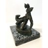 ANTICA SCULTURA BRONZO LIBERTY NUDO DONNA CANE DIANA STATUA FIRMATA EPOCA 1910