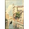 BELLISSIMO ANTICO QUADRO DIPINTO ACQUERELLO FIRMATO NORETTI PAESAGGIO VENEZIA 