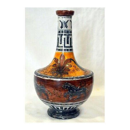 ANTICO RARISSIMO VASO Rubboli GUALDO TADINO 900 MAIOLICA LUSTRO VASE ANIMALI OLD