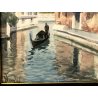 BELLISSIMO ANTICO QUADRO DIPINTO ACQUERELLO FIRMATO NORETTI PAESAGGIO VENEZIA 