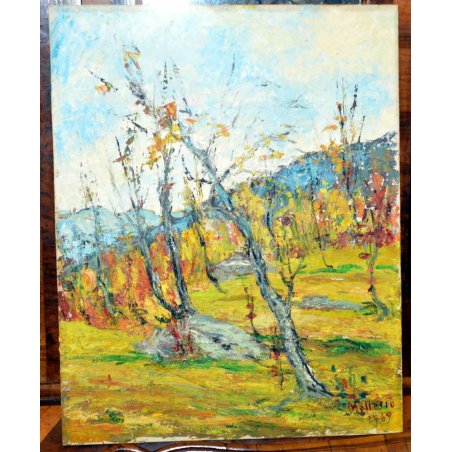 QUADRO OLIO TAVOLA Mellerio Giovanni ANTICO S VALLE VIGEZZO QUIETE VESPERTINA 