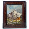 ANTICO QUADRO DIPINTO OLIO TAVOLA MACCHIAIOLO BAITA MONTAGNA OSSOLA BOSCO EPOCA
