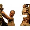 ANTICA SCULTURA GRUPPO TERRACOTTA D. Passani VENDEMMIA RACCOLTO UVA MADRE BIMBI