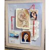 QUADRO FIGURE OLIO TELA COLLAGE Trompe l’oeil MARAGA ARCANGELO VOLTI DIPINTO OLD