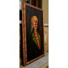 GRANDE ANTICO DIPINTO OLIO TELA Galantini RITRATTO PAGLIACCIO SAD CLOWN CIRCUS  