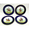 Set ANTICO PIATTO PARATA PORCELLANA Sevres BLU ORO CAVALIERE UNIFORME CAVALLO 