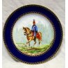 Set ANTICO PIATTO PARATA PORCELLANA Sevres BLU ORO CAVALIERE UNIFORME CAVALLO 