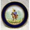 Set ANTICO PIATTO PARATA PORCELLANA Sevres BLU ORO CAVALIERE UNIFORME CAVALLO 