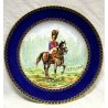 Set ANTICO PIATTO PARATA PORCELLANA Sevres BLU ORO CAVALIERE UNIFORME CAVALLO 