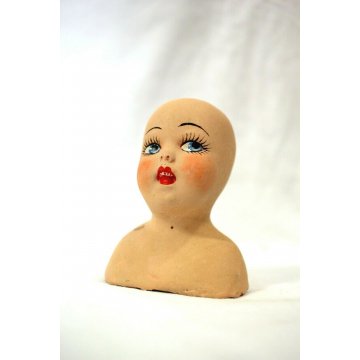 ANTICA TESTA BAMBOLA EPOCA TESTINA GESSO DOLL HEAD HANDMADE GYPSUM PRIMI '900