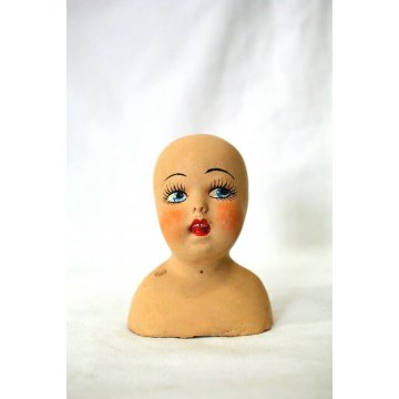 ANTICA TESTA BAMBOLA EPOCA TESTINA GESSO DOLL HEAD HANDMADE GYPSUM PRIMI '900