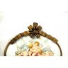 ANTICO OVALE PORCELLANA Limoges COCCARDA CUPIDO PUTTI CHERUBINI FIORI XIX sec