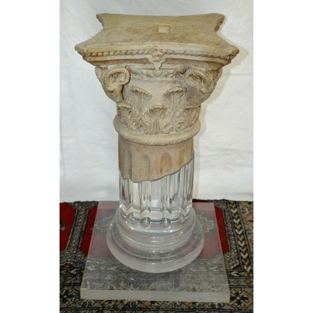 PIEDISTALLO COLONNA DORICA PLEXIGLASS CAPITELLO CORINZIO anni 70 VINTAGE TAVOLO