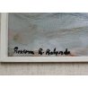 DIPINTO QUADRO OLIO TELA Bossone R. R. NATURA MORTA ANEMONI GIALLI FIORI VASO 