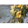 DIPINTO QUADRO OLIO TELA Bossone R. R. NATURA MORTA ANEMONI GIALLI FIORI VASO 