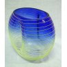 GRANDE VASO DESIGN Barbini MURANO VETRO BLU GIALLO ART GLASS BLUE YELLOW SIGNED