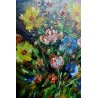 ANTICO QUADRO OLIO TAVOLA Umberto Montini NATURA MORTA FIORI VASO IRIS NARCISI