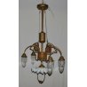 ANTICO LAMPADARIO OTTONE LIBERTY CARRUCOLA VETRO SOFFIATO MURANO HANGING LAMP  