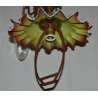 ANTICO LAMPADARIO OTTONE LIBERTY CARRUCOLA VETRO SOFFIATO MURANO HANGING LAMP  