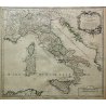 ANTICA CARTINA MAPPA GEOGRAFICA ITALIA 1751 FISICO-POLITICA REGIONI CORNICE