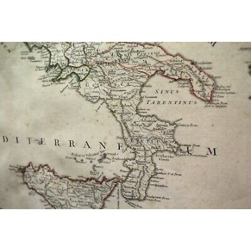 ANTICA CARTINA MAPPA GEOGRAFICA ITALIA 1751 FISICO-POLITICA REGIONI CORNICE