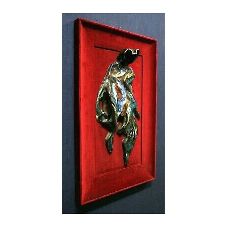 CERAMICA DESIGN BASSORILIEVO SCULTURA FIRMATA MANTELLO CARNEVALE MASCHERA EPOCA 