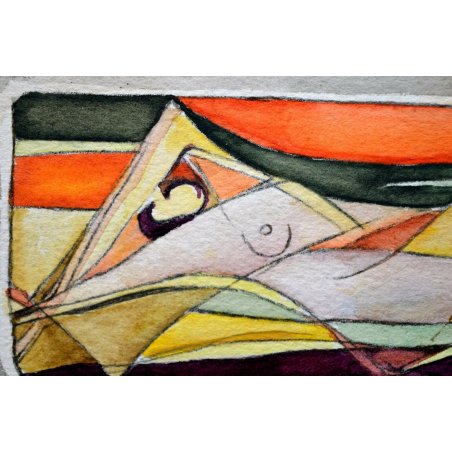 QUADRO DIPINTO MARIO RADICE COMO NUDO ASTRATTO MILANO ACQUERELLO DESIGN ARTE OLD