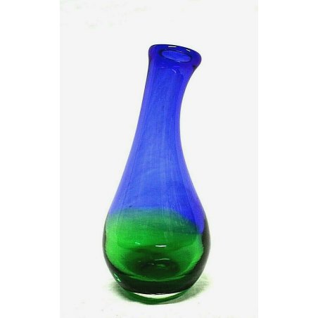 VASO a GOCCIA VETRO MURANO BICOLORE VERDE BLU GLASS VENICE MID CENTURY   