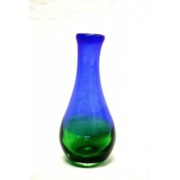 VASO a GOCCIA VETRO MURANO BICOLORE VERDE BLU GLASS VENICE MID CENTURY   