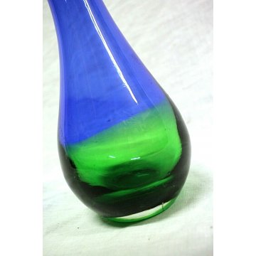 VASO a GOCCIA VETRO MURANO BICOLORE VERDE BLU GLASS VENICE MID CENTURY   