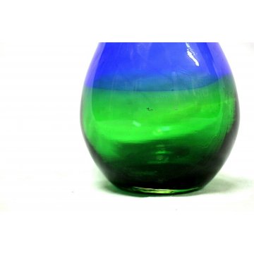 VASO a GOCCIA VETRO MURANO BICOLORE VERDE BLU GLASS VENICE MID CENTURY   