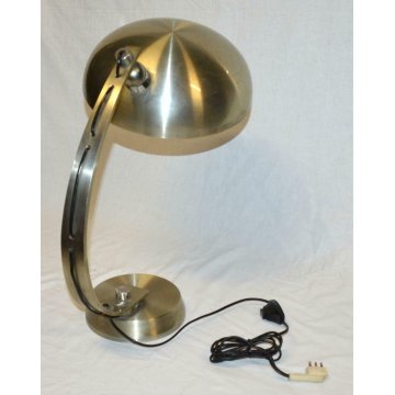 LAMPADA TAVOLO ALLUMINIO SATINATO 1960-70 ARREDOLUCE SPACE AGE LAMP VINTAGE  