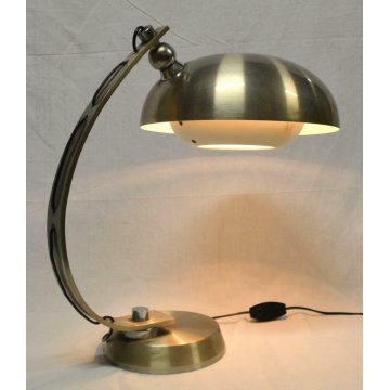 LAMPADA TAVOLO ALLUMINIO SATINATO 1960-70 ARREDOLUCE SPACE AGE LAMP VINTAGE  