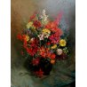 ANTICO QUADRO OLIO TAVOLA Umberto Montini NATURA MORTA FIORI VASO DALIE ZINIE 